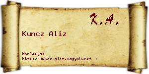 Kuncz Aliz névjegykártya
